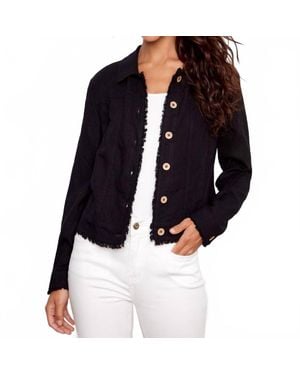 Charlie b Frayed Hem Linen Jacket - Black