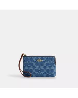 COACH Corner Zip Wristlet - Blue