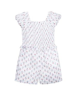 Hope & Henry Puff Sleeve Smocked Romper - White