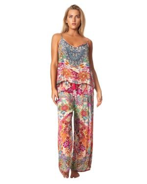 La Moda Clothing Sunset 2 Piece Pant Set - Red