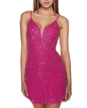 Alyce Paris Lace Mini Dress - Purple