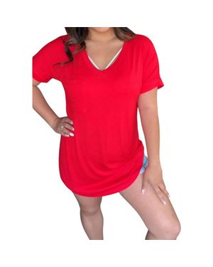 Jadyk Celeste Pocket V Neck Tee - Red