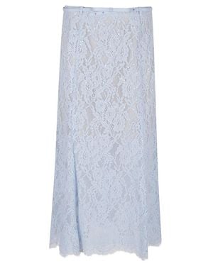 Self-Portrait Lace Flared Midi Skirt - Blue
