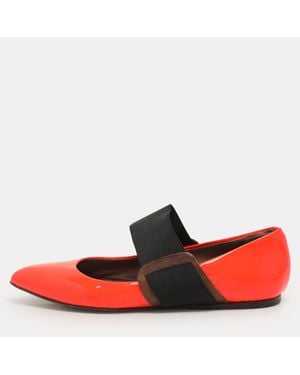 Marni Neon Patent Leather Ballet Flats - Red