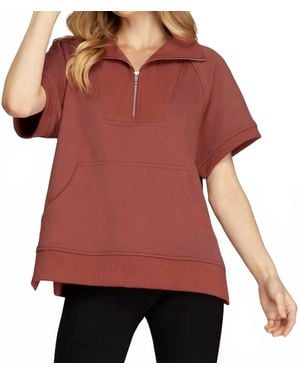 She + Sky Brickyard French Terry Top - Red
