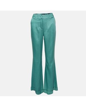Roberto Cavalli Textured Satin Flared Pants - Green