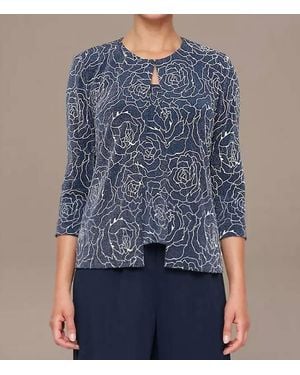 Alex Evenings Stretch Knit Metallic Two-Piece Set - Blue