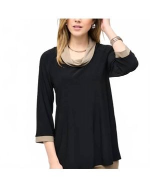 Joseph Ribkoff Color Block Tunic Top - Black