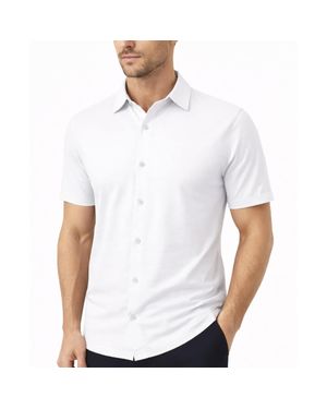 Galaxy By Harvic Galaxy James Tailor Short Sleeve Knit Button Down Shirt - White