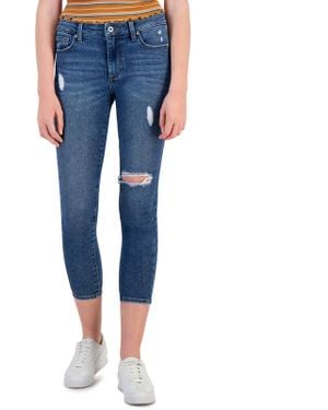 Celebrity Pink Juniors Mid Rise Destroyed Ankle Jeans - Blue