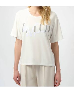 Joseph Ribkoff Rhinestone Embellished Short Sleeves Top - White