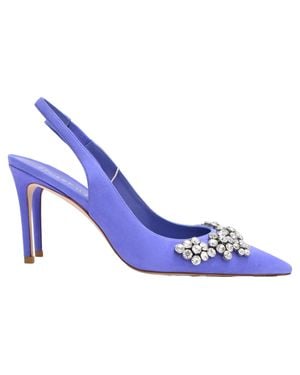 Stuart Weitzman Crystal Fleur Slingback Pumps - Blue