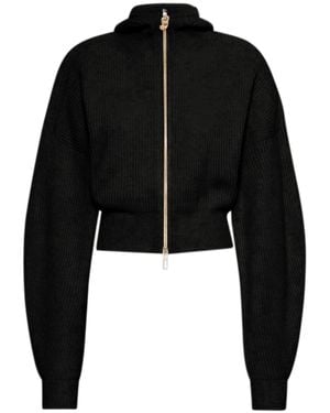 Sportmax Ribbed Hooded Zip-Up Cardigan - Black