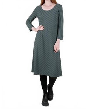 cut-loose Frayed-Stripe Seamed Dress, Myrtle - Blue