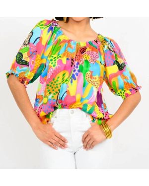 Ivy Jane Tropical Satin Cactus Top - Yellow