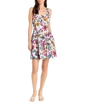 Drew Haider Floral Print Mini Dress - Red
