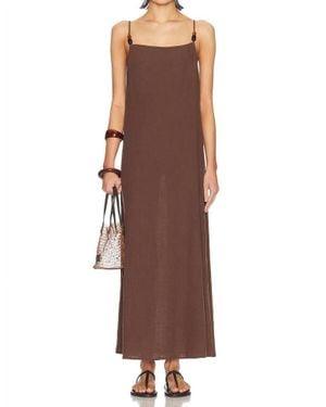 STAUD Laura Beaded Strap Maxi Dress - Brown