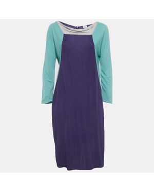 Armani Collezioni Color Block Jersey Mini Dress - Blue