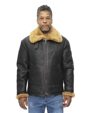 Infinity Leather B3 Ww2 Sheepskin Aviator Flying Jacket-Charleston - Black