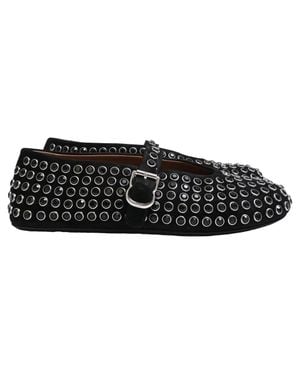 Alaïa Crystal-Embellished Ballet Flats - Black