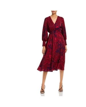Kobi Halperin Cher Maureen Printed Long Sleeves Midi Dress - Red
