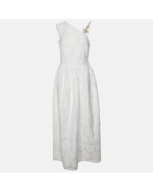 Roberto Cavalli Floral Embroidered Sleeveless Maxi Dress - White