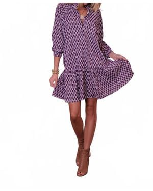 Just Darviny Megan Button Front Mini Dress - Purple