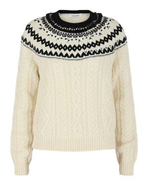 Valentino Embroidered Cable Knit Sweater - Multicolor