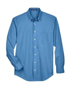 Devon & Jones Crown Collection Broadcloth Woven Dress Shirt - Blue