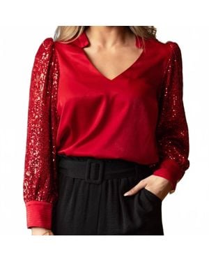 Michelle Mcdowell Jordan Sequin Top - Red