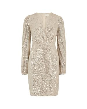 Apricot Sequin X-Over Bodycon Dress - Natural