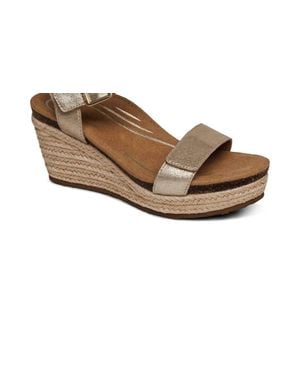 Aetrex Sydney Quarter Strap Espadrille Wedge Sandal - Black