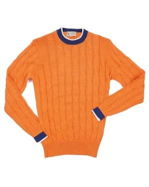Luigi Borrelli Napoli Cable Knit Cotton Sweater - Orange