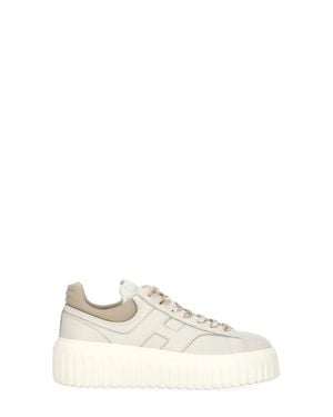 Hogan Ivory H-Stripes Leather Sneakers - White