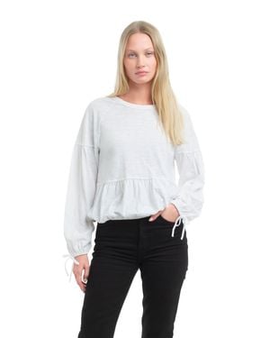 Wilt Shirred Elastic Hem Tee - White