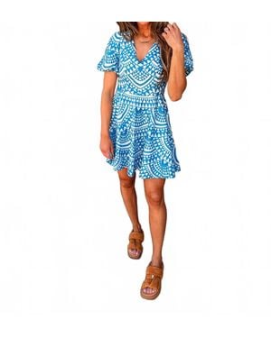 Adelyn Rae Genesis Fit & Flare Embroidery Mini Dress - Blue
