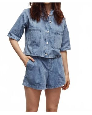 Melissa Nepton Brim Wide Leg Jean Shorts - Blue