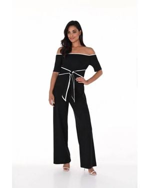 FRANK LYMAN Baez Open Shoulder Jumpsuit - Blue