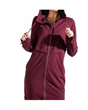 Rae Mode Long Hooded Active Jacket - Red