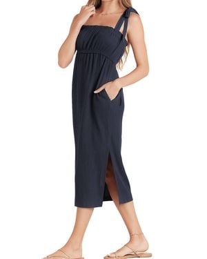 Bobi Tied Strap Midi Dress - Blue