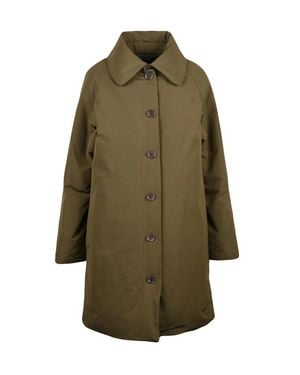 Aspesi Mid-Length Coat With Button Closure And Padded Interior - Green