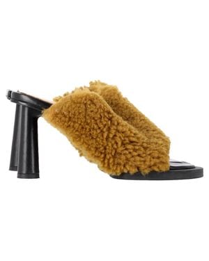 Jacquemus Les Mules Carrés Ronds Shearling Sandals - Brown