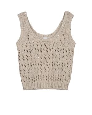 Eleventy Alpaca-Blend Openwork Top - Natural