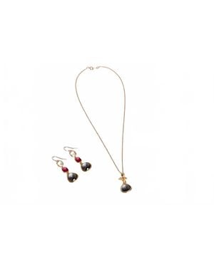 Avenue Chic Tiny Orchid Drop Pendant Necklace - Black
