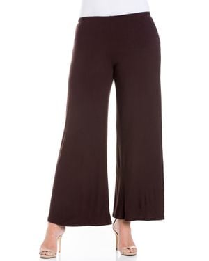 24seven Comfort Apparel Plus Size Elastic Waist Flared Leg Palazzo Pants - White