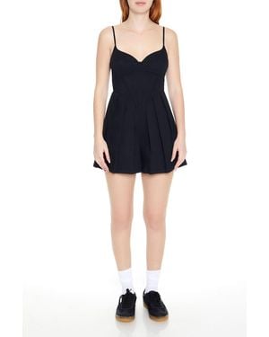 Forever 21 Pleated Bustier Cami Romper - Black