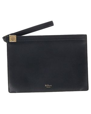 Mulberry Tree Logo Zipped Clutch Bag - Black