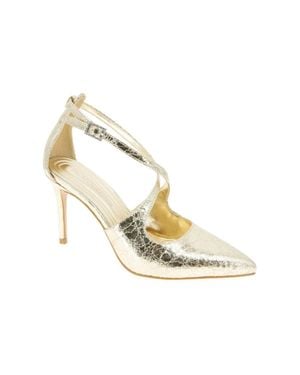 BCBGeneration Bromi Pump Criss-Cross Strap Stiletto Heel Zap1521 - Metallic
