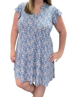 Honeyme Floral Tiered Gabby Babydoll Dress - Blue