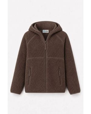 Bluivy Soft Sherpa Fleece Zipper Hoodie - Brown